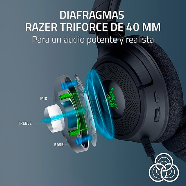Diadema Gamer Razer Kraken X V4, alámbricos, 7.1 virtual, micrófono, ligeros – RZ04-05180100-R3U1