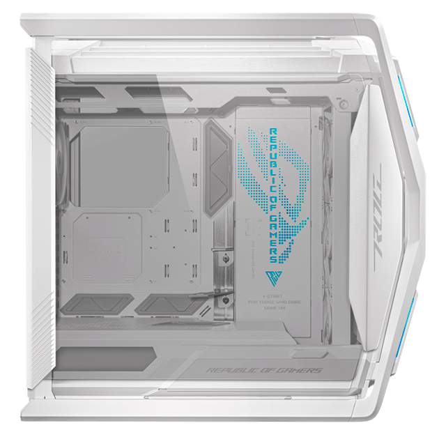 Gabinete ASUS ROG Hyperion GR701, E-ATX, vidrio templado, 4 ventiladores PWM, soporte radiador 420 mm, USB-C, Blanco – GR701/WT/PWM FAN