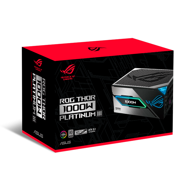 Fuente de Poder ASUS ROG Thor 1000W Platinum III, 1000W, 80 Plus Platinum, ATX 3.1, PCIe 5.1, modular – ROG-THOR-1000P3-GAMING