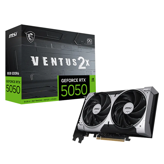 Tarjeta de Video MSI GeForce RTX 5050 Ventus 2X OC, 8GB GDDR6, PCIe 5.0, doble ventilador – RTX 5050 8G VENTUS 2X OC