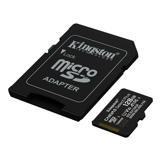 Memoria microSD Kingston Canvas Select Plus Gen3, 128GB, microSDXC, UHS-I, Clase 10, A1 – SDCS3/128GB
