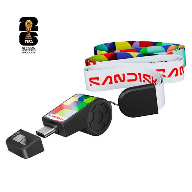 Memoria USB SanDisk 128GB USB-C, Edición Copa Mundial FIFA 2026, Global Edition, lectura 300 MB/s, negra – SDCZIA-128G-G46