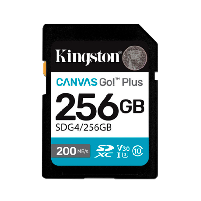 Memoria SDXC Kingston Canvas Go! Plus, 256GB, SDXC, UHS-I, Clase 10, 200 MB/s – SDG4/256GB