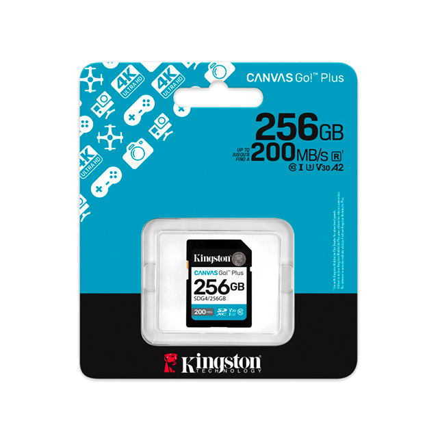 Memoria SDXC Kingston Canvas Go! Plus, 256GB, SDXC, UHS-I, Clase 10, 200 MB/s – SDG4/256GB