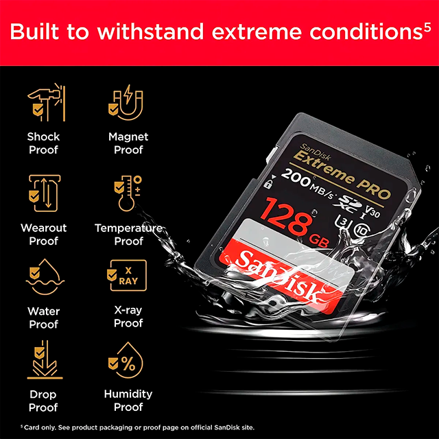 Tarjeta de Memoria SanDisk Extreme PRO SDXC, 128GB, UHS-I U3, V30, hasta 200 MB/s – SDSDXXD-128G-GN4IN