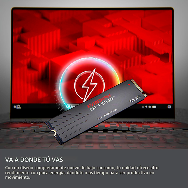 Unidad De Estado Solido SSD SanDisk Optimus 5100 1 TB, M.2 2280, PCIe 4.0 ×4, NVMe, Lectura 7100 MB/s, Escritura 6700 MB/s, sin Disipador – SDSP51100TAN-000E0