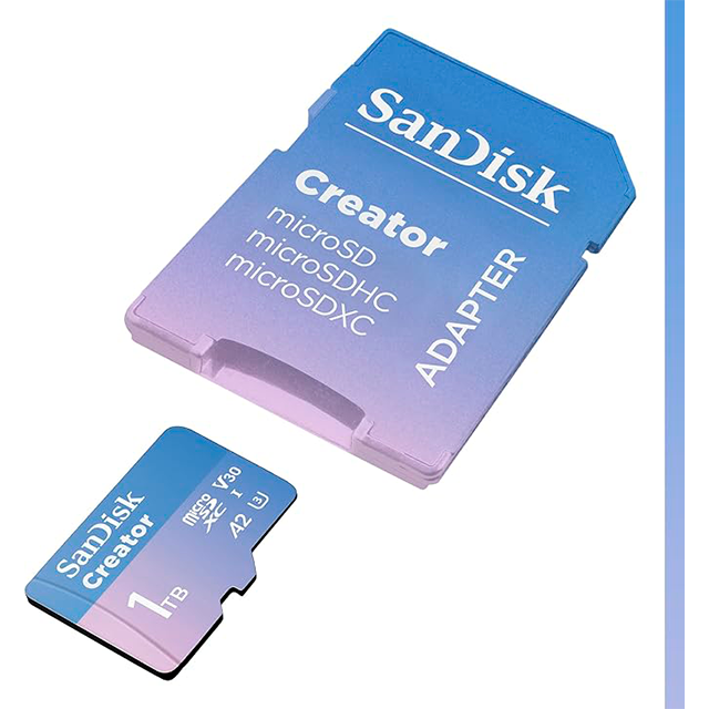 Memoria MicroSD SanDisk Creator, 1TB, UHS-I U3, V30, A2, hasta 190 MB/s, para video 4K/5.3K – SDSQXAV-1T00-GN6MS