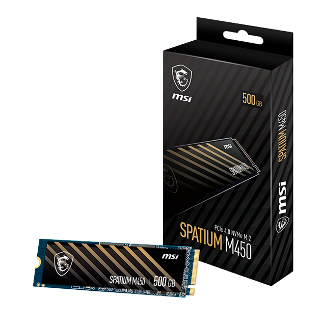 Unidad de Estado Solido SSD MSI Spatium M450, 500GB, NVMe M.2 2280, PCIe 4.0, 3600 MB/s lectura, 2300 MB/s escritura – SPATIUM M450 500GB 
