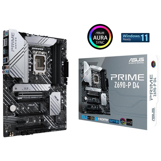 Tarjeta Madre Asus Prime Z690-P D4, ATX, 12th Gen Intel, LGA1700, DDR4 5333Mhz OC, 3x M.2, Thunderbolt 4, Aura Sync