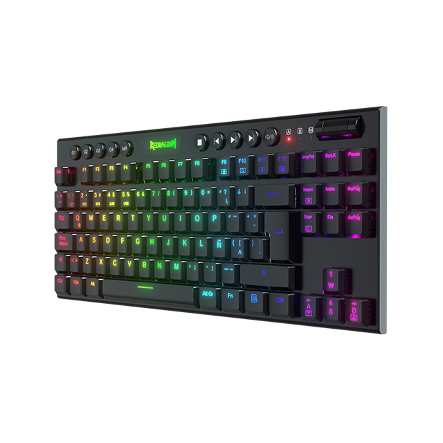 Teclado Gamer Mecánico Redragon Horus TKL RGB, Switches Red Ultra Low Profile, Alámbrico, USB, Iluminación LED RGB, Español - K622-RGB-SP