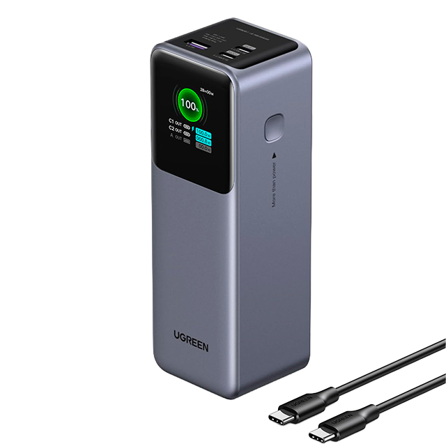 Power Bank UGREEN Nexode, 25000 mAh, 200W, 2× USB-C, 1× USB-A, pantalla TFT inteligente – Nexode 25000mAh 200W