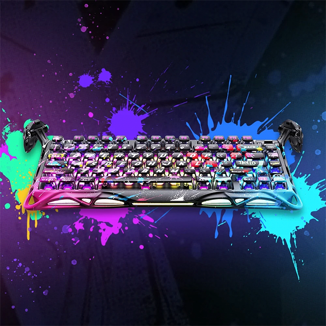 Teclado Gamer GravaStar Mercury V75 Pro Special Edition Neon Graffiti, 75%, switches magnéticos Hall Effect, 8000Hz, RGB, USB-C – GS V75 PRO_U_CG_BLK