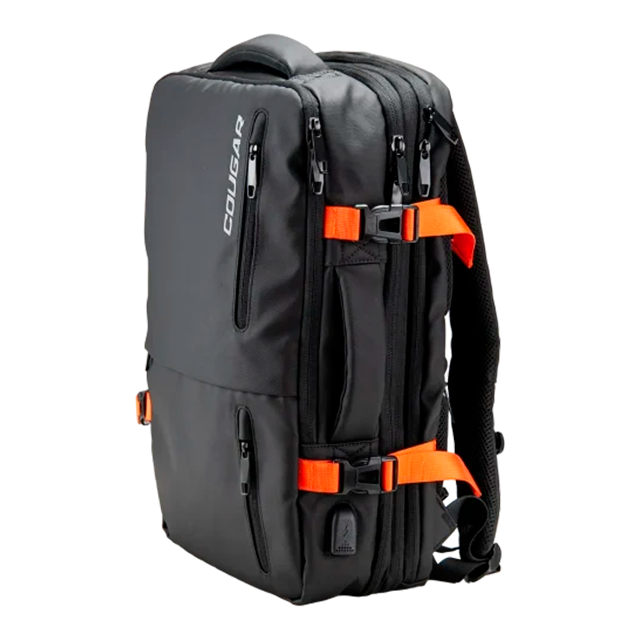 Mochila COUGAR Vanguard para Laptop de hasta 17.3", 25–30 L Expandible, Resistente al Agua, Ergonómica, Puerto USB-A, Negro – 3MVANNXB.0001