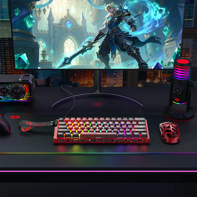 Teclado Gaming Magnético Redragon Venom K753 Red, 60%, 61 Teclas, UltraMag Hall Effect, Rapid Trigger, 8000 Hz, Aluminio CNC, RGB – K753-RGB-M