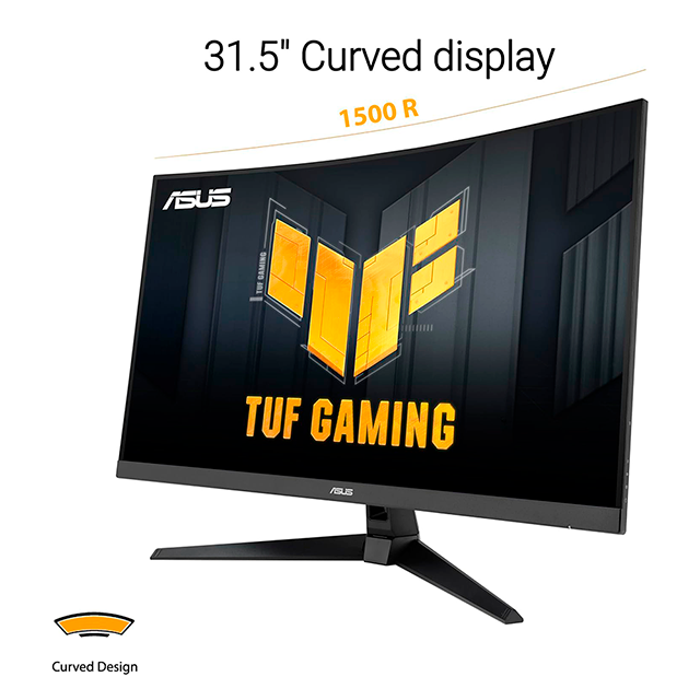 Monitor Gaming ASUS TUF VG32WQ3B, 32", Curvo, QHD 2560×1440, 180 Hz, VA, 1 ms, FreeSync, 2× HDMI, DisplayPort, Negro – VG32WQ3B