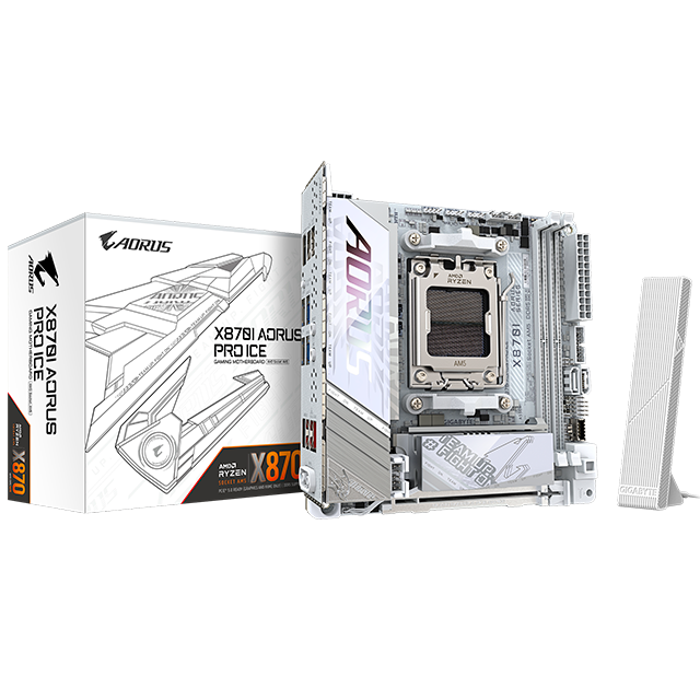 Tarjeta Madre Gigabyte X870I AORUS Pro Ice, AM5, DDR5, PCIe 5.0, 2× M.2, Mini-ITX – X870I AORUS Pro Ice