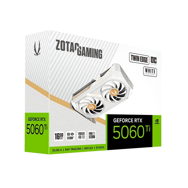 Tarjeta de Video ZOTAC GAMING NVIDIA GeForce RTX 5060 Ti TWIN EDGE OC WHITE, 16GB GDDR7, PCIe 5.0, Dual Fan – ZT-B50620Q-10M