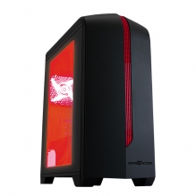 Gabinete GameFactor CSG500-RD | Negro con Rojo | Panel de Acrílico | Micro ATX | 1 Ventilador