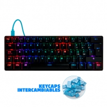 Teclado Gamer Mecanico 60% GameFactor KBG560-RD | Switches Gateron Red | USB C | RGB | Keycaps Intercambiables