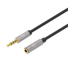 Extensión de Cable Auxiliar MANHATTAN 356053, 3.5 mm Estéreo, 5 m, Color Negro/Plata