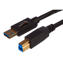Cable USB-A a USB-B 3.0 Amazon Basics, 4.8 Gbps, Conectores Chapados en Oro, 6 ft, Negro