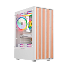 Gabinete Gamer Dragonfly Wood GM580CW, Blanco, ATX/Micro-ATX/Mini-ITX, Panel Frontal Tipo Madera &ndash; BR-943970