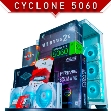 PC Gamer CYCLONE 5060 WHITE | AMD Ryzen 7 5700X | 5060 Ventus 2X OC | 16GB DDR4 | SSD 1TB NVMe | AIO 360mm | 4 Ventiladores