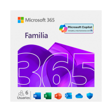 Microsoft 365 Familia, 6 Usuarios, Suscripción 12 Meses, Hasta 5 Dispositivos por Usuario, Licencia Digital ESD – EP2-32295