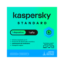 Kaspersky Standard, 1 Dispositivo, Suscripci&oacute;n 12 Meses, Licencia Digital ESD &ndash; KL1041ZDAFS