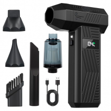 Soplador/Aspiradora Inal&aacute;mbrico Longzhuo 2 en 1, 150,000 RPM, 6 boquillas, bater&iacute;a 8000 mAh, USB-C, LCD &ndash; Longzhuo 2in1