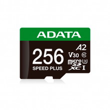 Tarjeta de Memoria MicroSD ADATA Speed Plus, 256GB, Clase 10, UHS-I, U3, V30, A2, con Adaptador – UD256GUI3V30A2SP-RA1