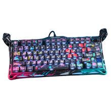 Teclado Gamer GravaStar Mercury V75 Pro Special Edition Neon Graffiti, 75%, switches magnéticos Hall Effect, 8000Hz, RGB, USB-C – GS V75 PRO_U_CG_BLK
