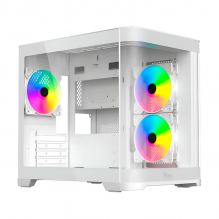 Gabinete Xzeal Curvo, Blanco, M-ATX/ITX, 3 Ventiladores RGB, Panel Lateral Transparente &ndash; XZGAMC3W